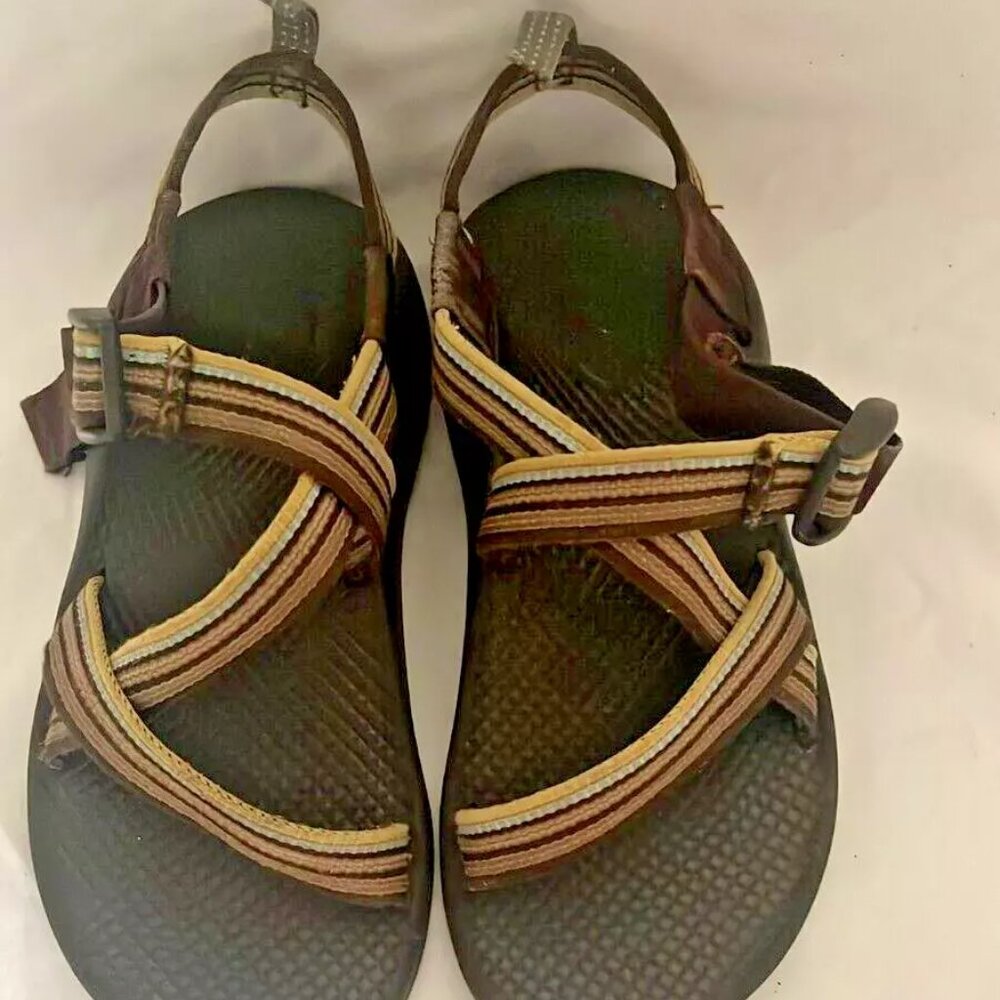 CHACO SANDALS PINK BROWN GRAY SLIDE BUCKLE WOMEN'S SIZE 3 VIBRAM SOLES‎ WATER